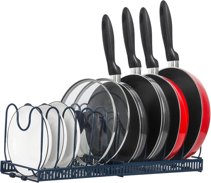 ROOHUA Pot and Pan Lid Organizer Rack for Under Cabinet, 12"-23" Expandable | 10 Adjustable Dividers, Holds Pan Lids, Cookware & Bakeware, Creates Tidy Cabinet Storage, Durable Metal, Bronze
