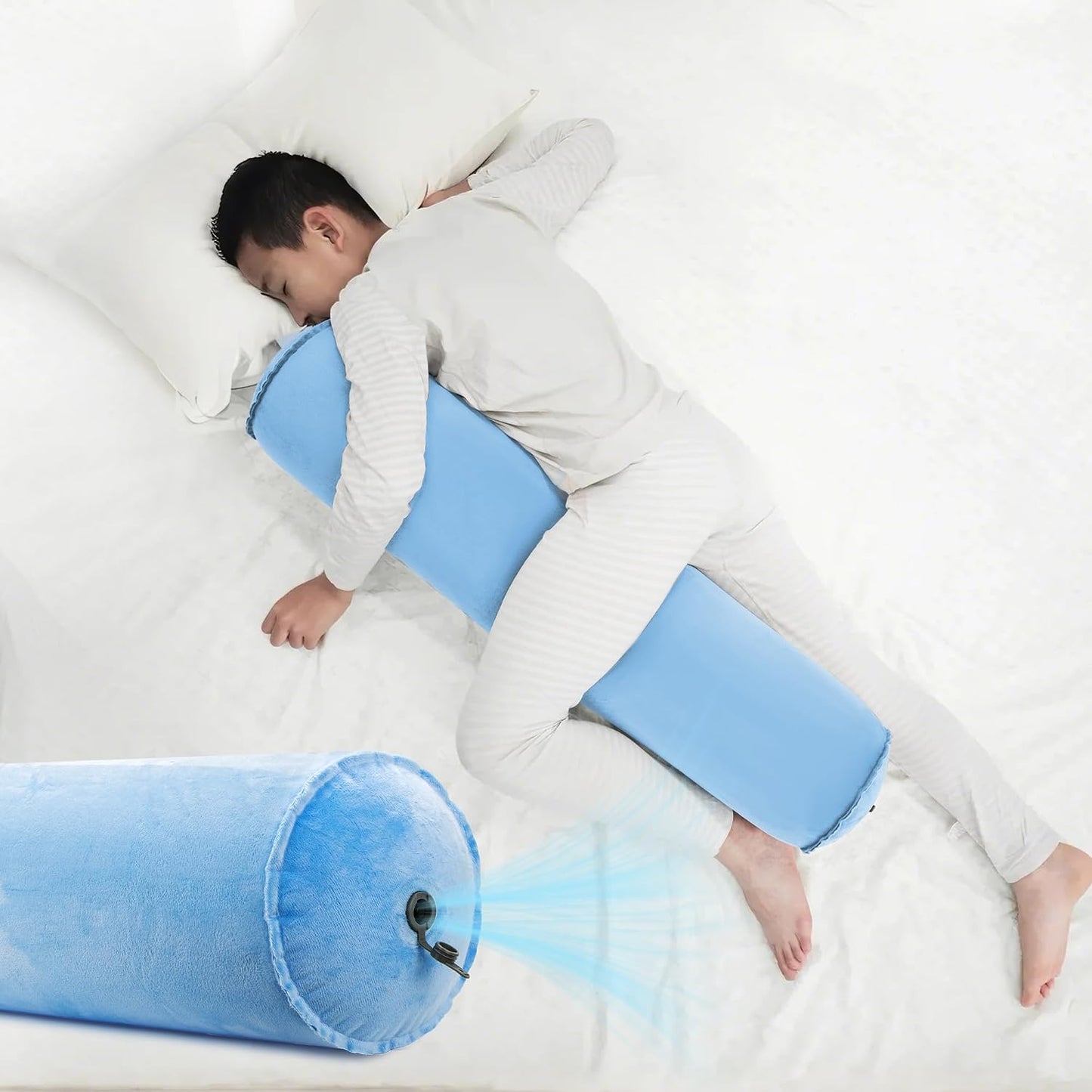 ONTYZZ Inflatable Round Neck Pillow Cervical Roll Pillow, 4.9 * 14.96 inch | Cylinder Bolster Pillow for Head, Neck, Back, Legs and Yoga, Grey