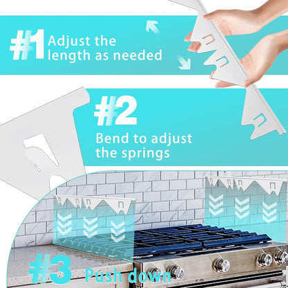 Stove Gap Covers Stainless Steel, 2 Pack Stove Gap Filler Easy Retractable Length 13.8" to 27.5", Width 0.79" Stove Gap Guards Range Trim Kit, Heat Resistant Guard Between Stove Top & Counter