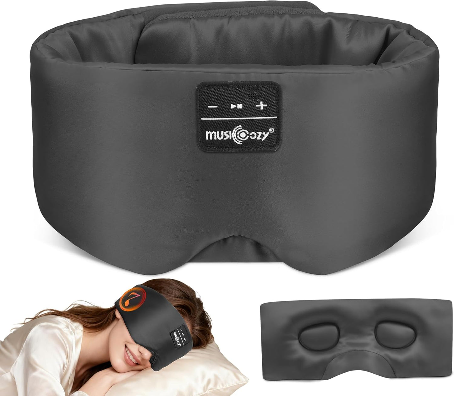 MUSICOZY 3D Mulberry Silk Sleep Mask Bluetooth 5.4 Headphones Full Coverage | Luxury Silk Eye Mask with Blackout Design Ultra Thin Speakers, Side Sleeper Comfort for Travel Relaxation Gifts for Men Women