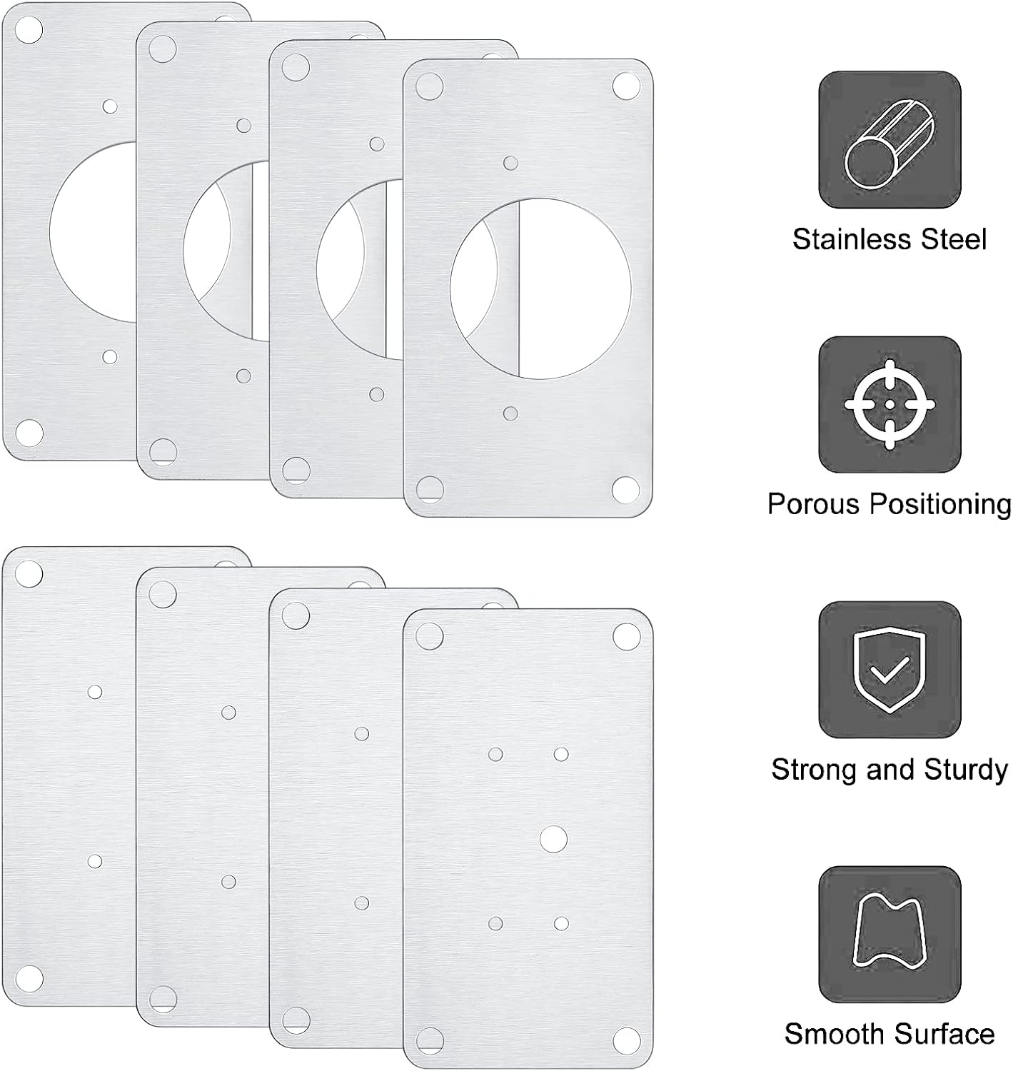 8 Pcs Cabinet Hinges Repair Plates, Cabinet Doors Hinge Repair Kit | cabinet door repair,stainless steel repair plate,Furniture Cabinet Drawer Window Repair Plates with Screwdriver