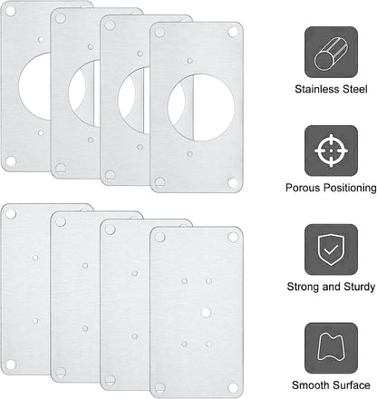 8 Pcs Cabinet Hinges Repair Plates, Cabinet Doors Hinge Repair Kit | cabinet door repair,stainless steel repair plate,Furniture Cabinet Drawer Window Repair Plates with Screwdriver