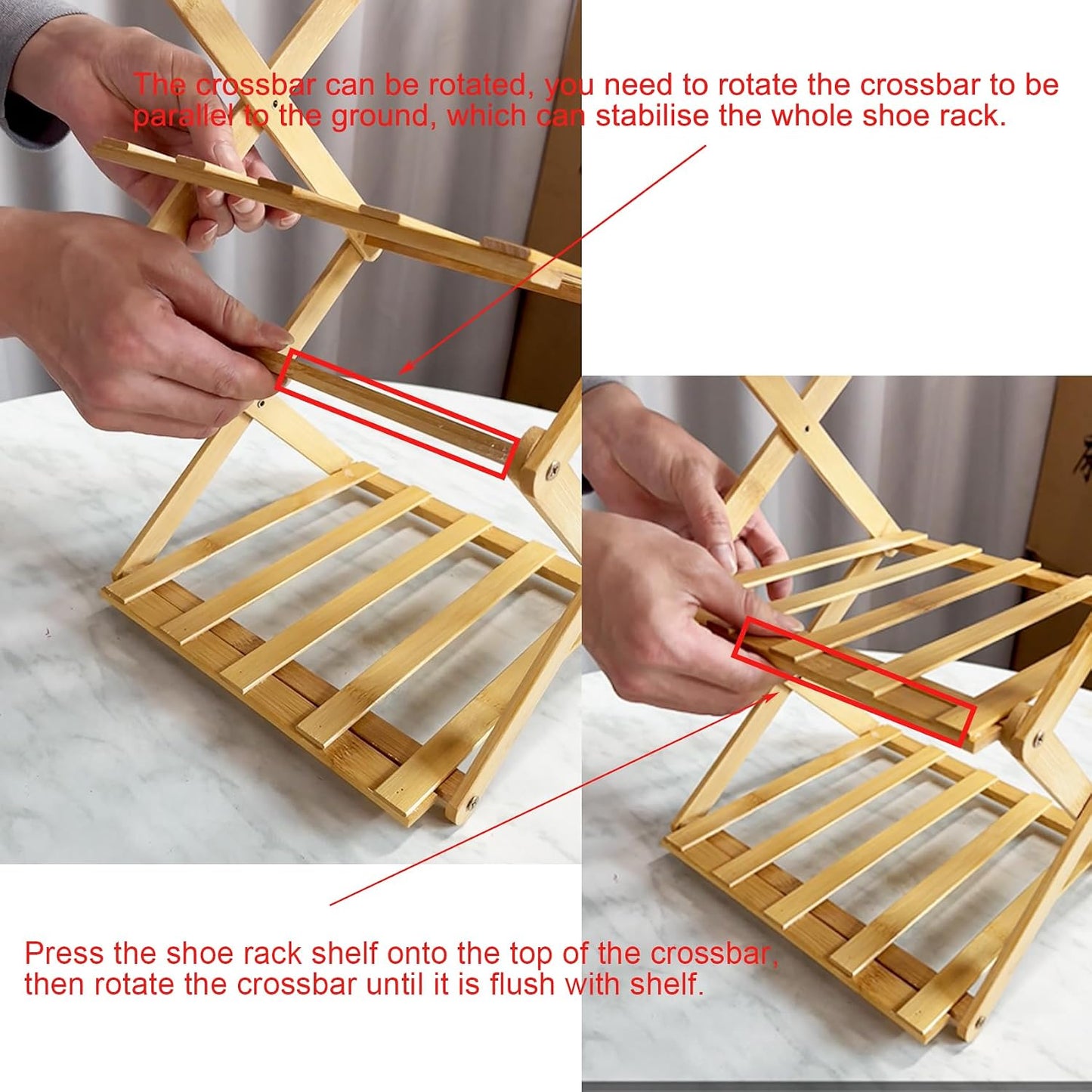 YYW Bamboo Shoe Rack for Entryway, Foldable Free Standing for Closet | Installation-Free Vertical Shoe Racks, Shoe Shelf for Living Room Bedroom, Easy To Assemble, Tawny 5 Layers
