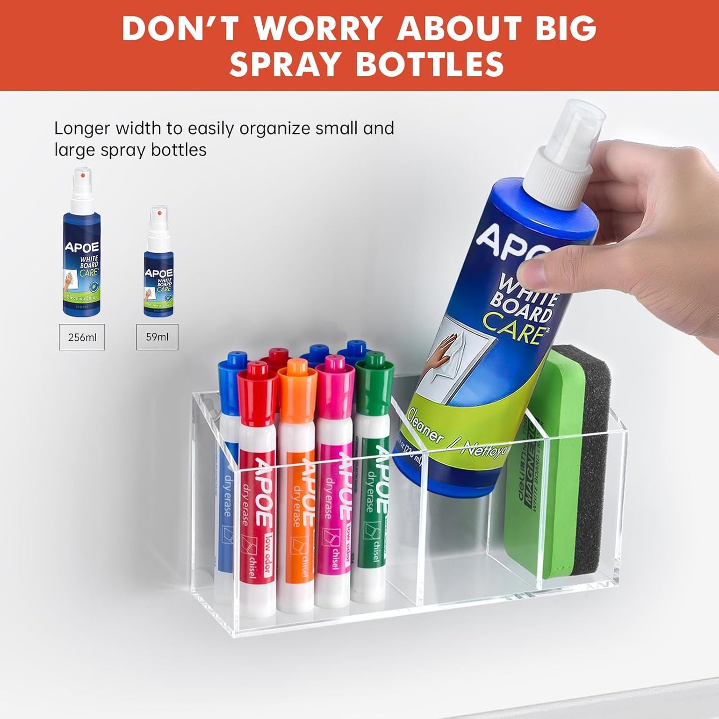Magnetic Dry Erase Marker Holder for Whiteboard, Fridge, Classroom | Acrylic Magnet Pen Holder for Office, Refrigerator, Whiteboard Maker Holder for Teacher, Locker Organizer Accessories(Clear)
