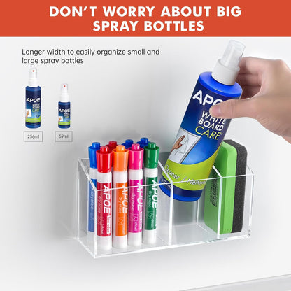 Magnetic Dry Erase Marker Holder for Whiteboard, Fridge, Classroom | Acrylic Magnet Pen Holder for Office, Refrigerator, Whiteboard Maker Holder for Teacher, Locker Organizer Accessories(Clear)