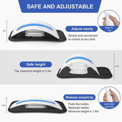 ZhanHao Back Stretcher for Lower Back Pain Relief,Adjustable Lumbar Traction Device, Ergonomic Spine Board with Acupressure Points,Back Massager for Spinal Decompression and Scoliosis