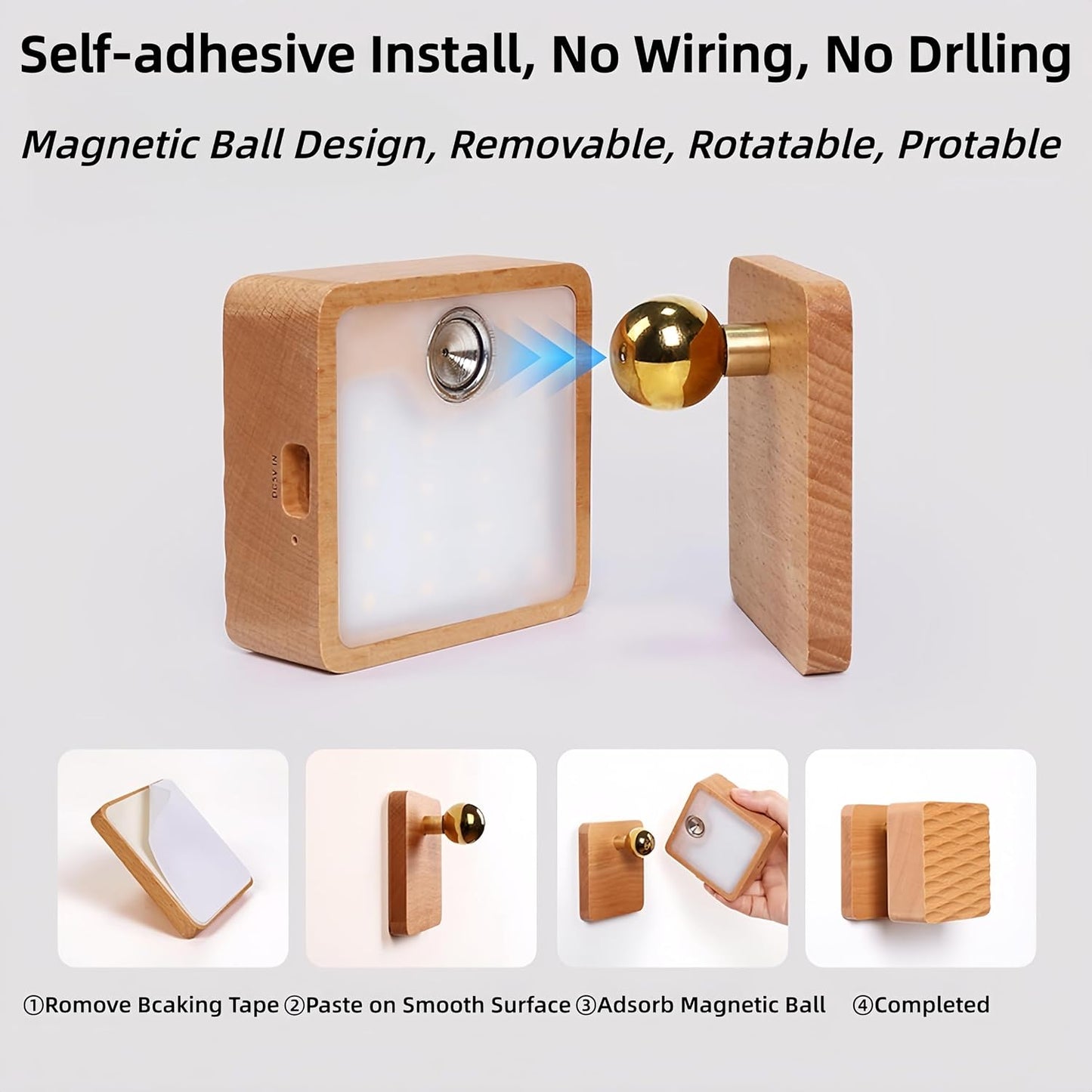 Rechargeable Wall Sconce Battery Operated LED Wall Light for Bedroom,Motion Sensor Night Light Indoor for Reading Light,Dimmable Touch Cordless Lamp,Removable Rotatable Magnetic Wall Lamp