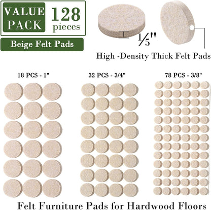Fursafe&Q Felt Furniture Pads, Furniture Felt Pads for Hardwood Floors -Self Adhesive Chair Leg Floor Protectors, Protect Your Floors from Nicks, Bumps and Scratch,96 Pcs Round Cabinet Door Bumper