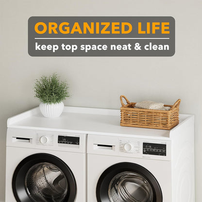 SpaceAid Washer Dryer Countertop, Laundry Wood Shelf Topper with Edge, 54" Width x 27.5" Depth Cover Guard Organizer for Washer and Dryer Laundry Hamper Counter Storage Organization (Black)