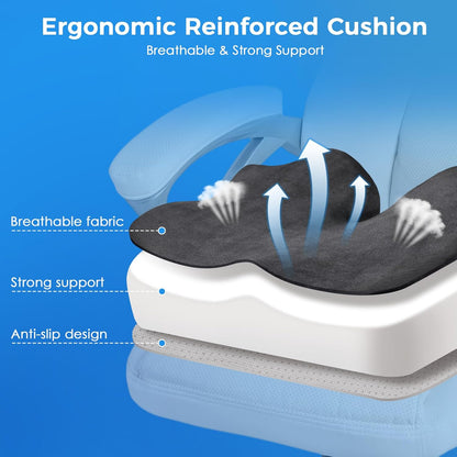Niceeday Seat Cushion for Office, Car & Wheelchair - Premium Memory Foam with Ergonomic U-Shape Design - Enhanced Comfort for Tailbone, Hip & Sciatica Support, Non-Slip Base & Machine Washable Cover