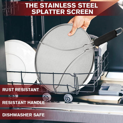 Splatter Screen for Frying Pan,Silicone Grease Splatter Guard, Heat-Resistant Splatter Guards for Cooking,Dishwasher Safe (9.8", 11.4", 13")
