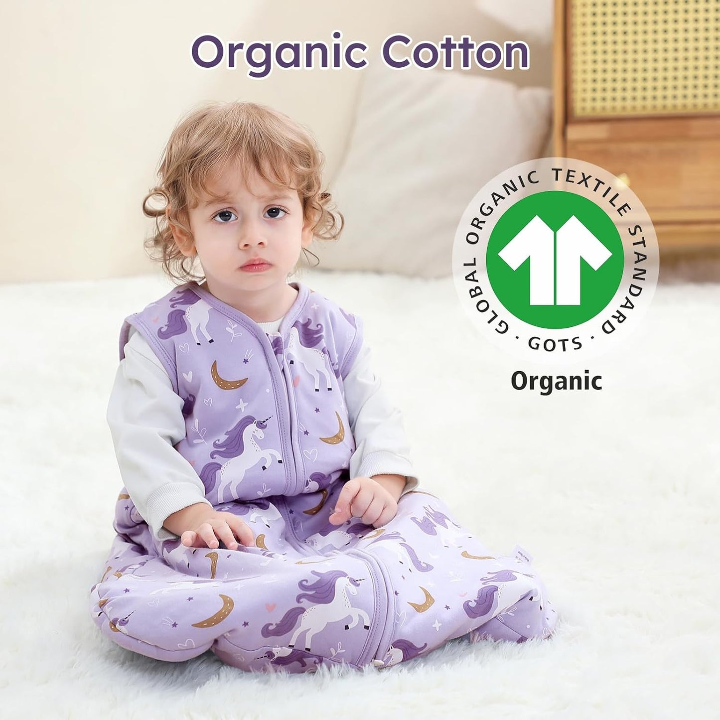 Yoofoss Baby Sleep Sack 0-6 Months Wearable Blanket for Babies 100% Organic Cotton 2-Way Zipper TOG 0.5 Toddler Sleeping Sack 3 Pack, Sleep Sacks