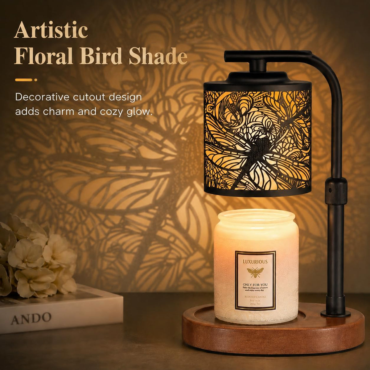kobodon Candle Warmer Lamp with Timer Dragonfly Electric Candle Lamp Warmer