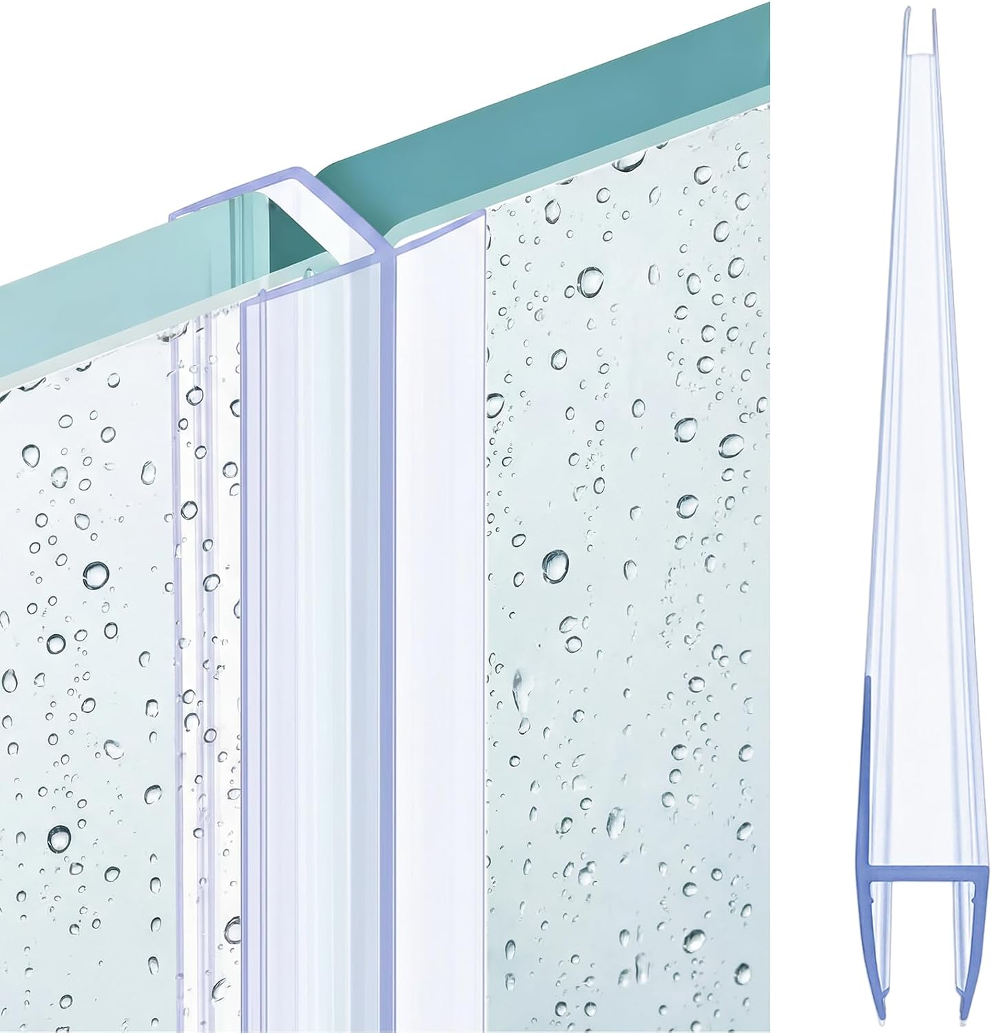 Frienda 2 Pcs Shower Door Bottom Seal 3/8" x 36'' Clear PVC Glass Door Sweep Shower Frameless Seal Strip for Replacement Stopping Leaks and Creating Water Barrier