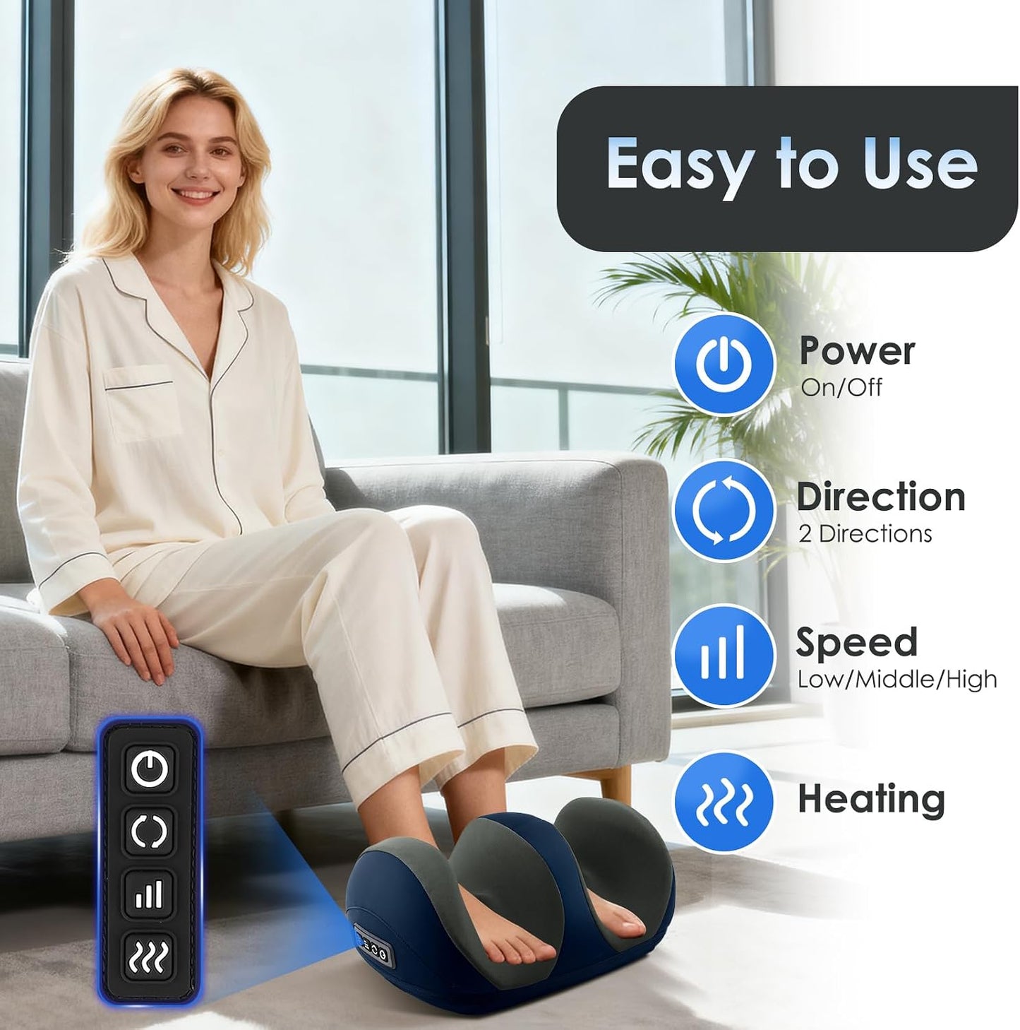 Shiatsu Foot Massager, Foot and Calf Massager with Heat, Black | 3 Intensity Levels, Heating, Auto Shut Off, for Feet, Calves, Arms and Ankles, for Plantar Fasciitis, Pain Relief