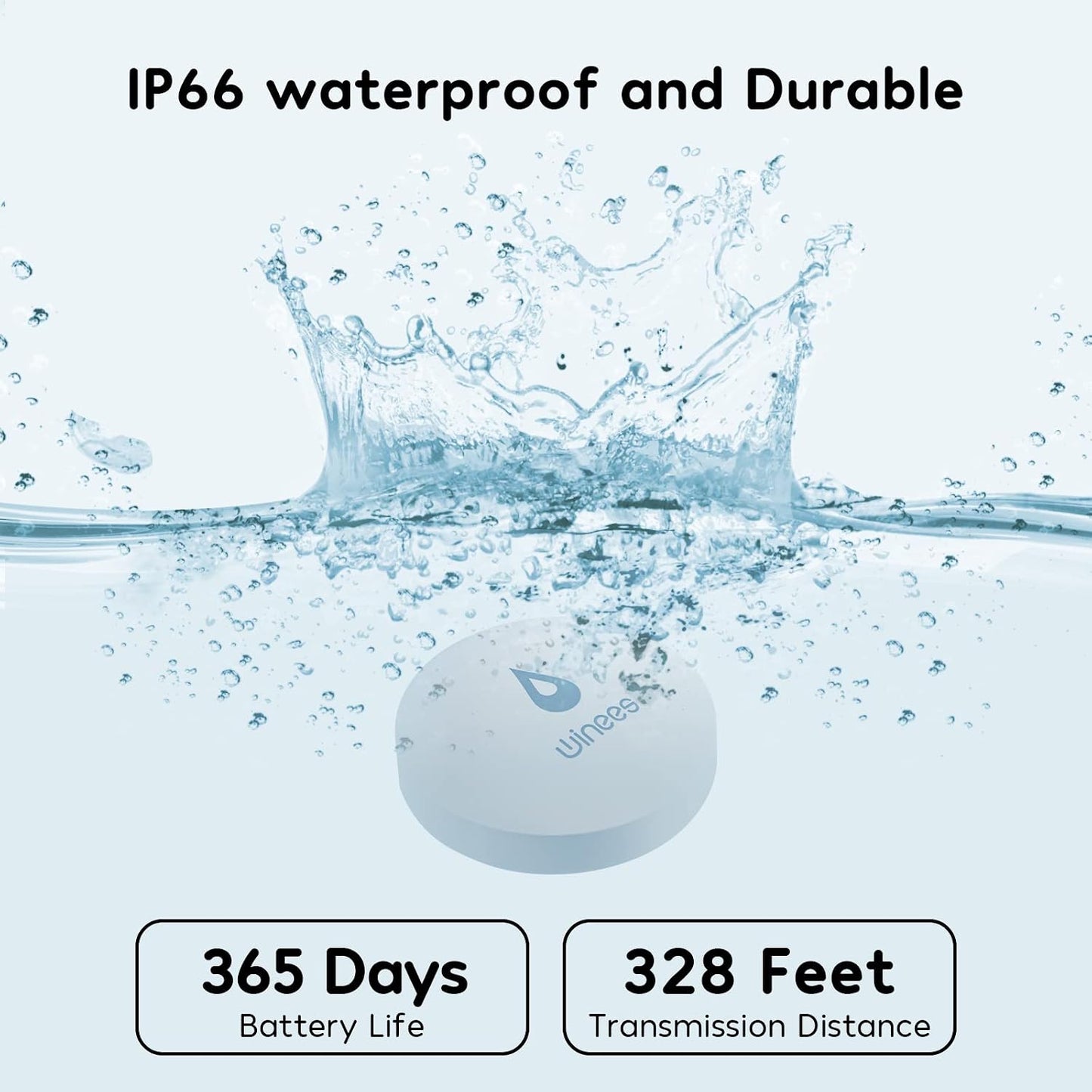 WiFi Water Leak Detector for Home, 3 Pack Water Sensors | with 100dB Adjustable Alarm, Leak Alert Email&SMS Notification, 200M Transmission for Basement, Bathroom, Laundry, IFTTT