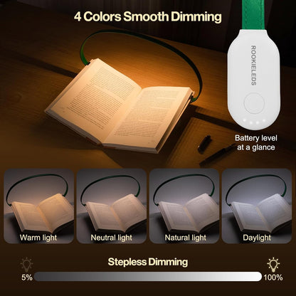 ROOKIELEDS Full-Page Reading Light, 70-Hour Rechargeable Clip-on Book Light
