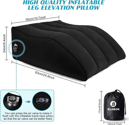 Wedge Pillow for Sleeping - Inflatable Leg Elevation Pillow for Swelling,Circulation,Leg & Back Pain Relief,Leg Support Pillow,Leg Wedge Pillows for After Aurgery,Hip,Foot,Ankle Recovery (Black)