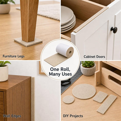 Felt Furniture Pads, Self Adhesive Felt Sheets Roll, Cuttable Felt Pads for Furniture Legs, Heavy Duty Furniture Pads for Hardwood Floors, Chair Wall Protector, Black, 40 x 5 x 0.12 Inch