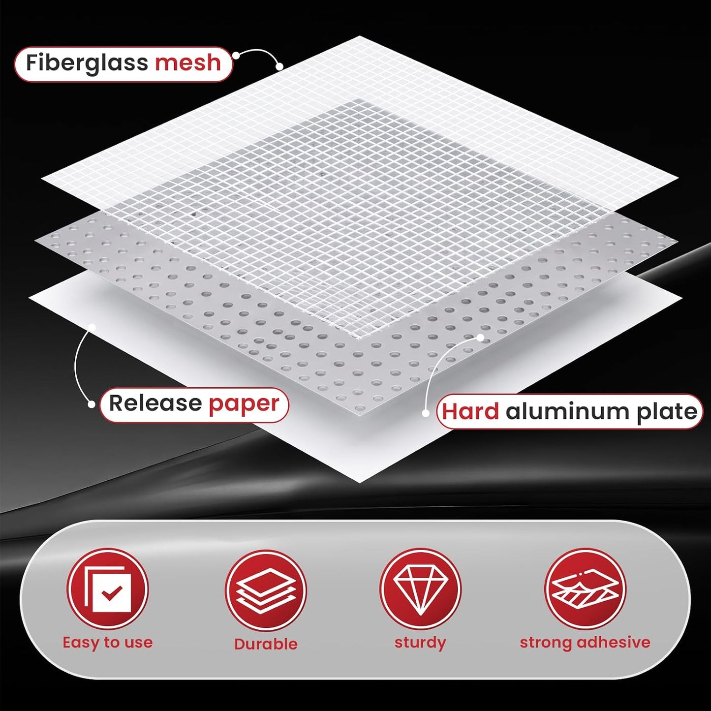 Drywall Repair Kit 30 Pack, 2/4/6/8 inch Drywall Repairs Patch, Dry Wall Patch with Scraper and Sandpaper for Drywall Repair Patch Kit