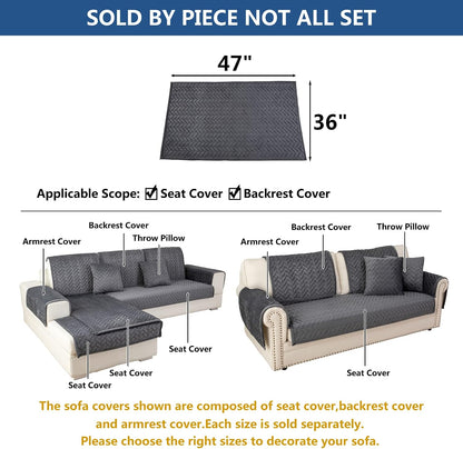 Eismodra Armrest Couch /Sofa /Backrest Covers,Anti-Slip Armchair Slipcovers for Dogs Cats Pet Loveseat Recliner Leather L Shaped,Dark Gray 28 x 28 Inches (Only 1 Piece)