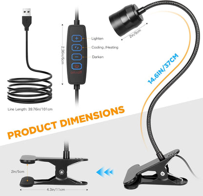 Clip on Light - Dimmable Reading Lights for Bed with 3 Color Modes & 10 Brightness & 15°- 80° Adjustable Angle, 360° Gooseneck USB LED Book Lamp with Clamp for Study Headboard Dorm
