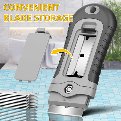 DIYSELF 1 Pack Razor Blade Scraper with 15 Extra Blades, Scraper Tool for Cleaning Window, Paint, Cooktop, Oven, Glass Stove Top Scraper, Razor Scraper with Buit-In Blade Storage | Razor Scraper for Cleaning Window, Paint, Cooktop, Oven, Glass Stove Top