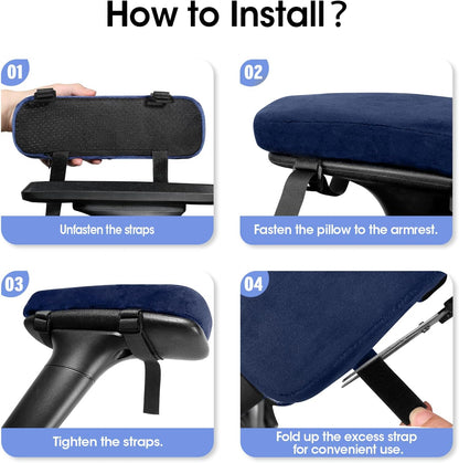 ZNCMRR 2 Pack Office Chair Armrest Pads Covers with Memory Foam(Black)