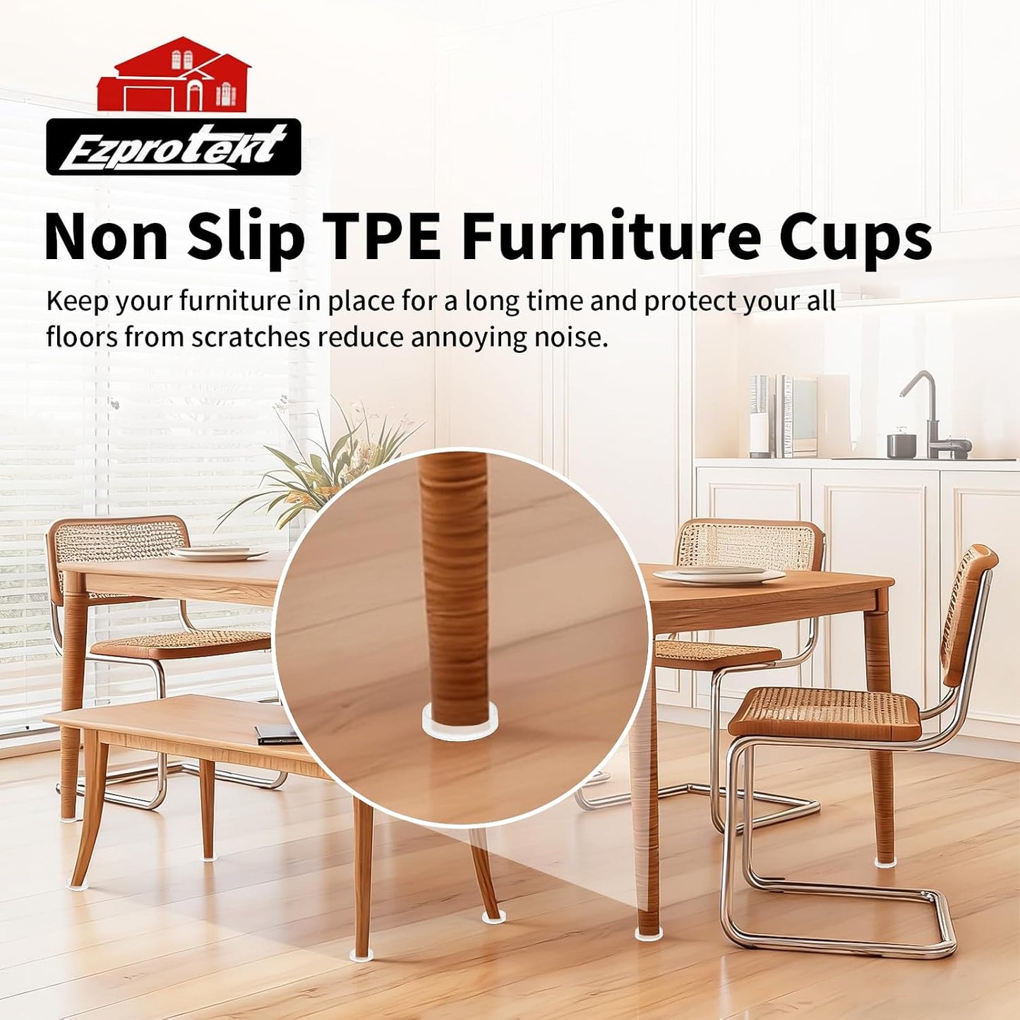 Ezprotekt Non Slip Furniture Pads, 12 Pcs 2" Anti Skid Rubber Furniture Caster Cups, Anti-Slip Furniture Coasters for Hardwood Floors, Anti Slide Floor Protectors for Bed Couch Stoppers (Black)