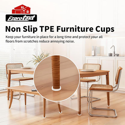 Ezprotekt Non Slip Furniture Pads, 12 Pcs 2" Anti Skid Rubber Furniture Caster Cups, Anti-Slip Furniture Coasters for Hardwood Floors, Anti Slide Floor Protectors for Bed Couch Stoppers (Black)