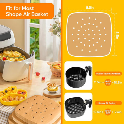 Katbite 160pcs Air Fryer Parchment Paper Liners, Perforated 9x11 Inch | Disposable air fryer paper liners, nonstick perforated for airflow, fit air fryer/toaster oven, Cuisinart & Ninja Foodi