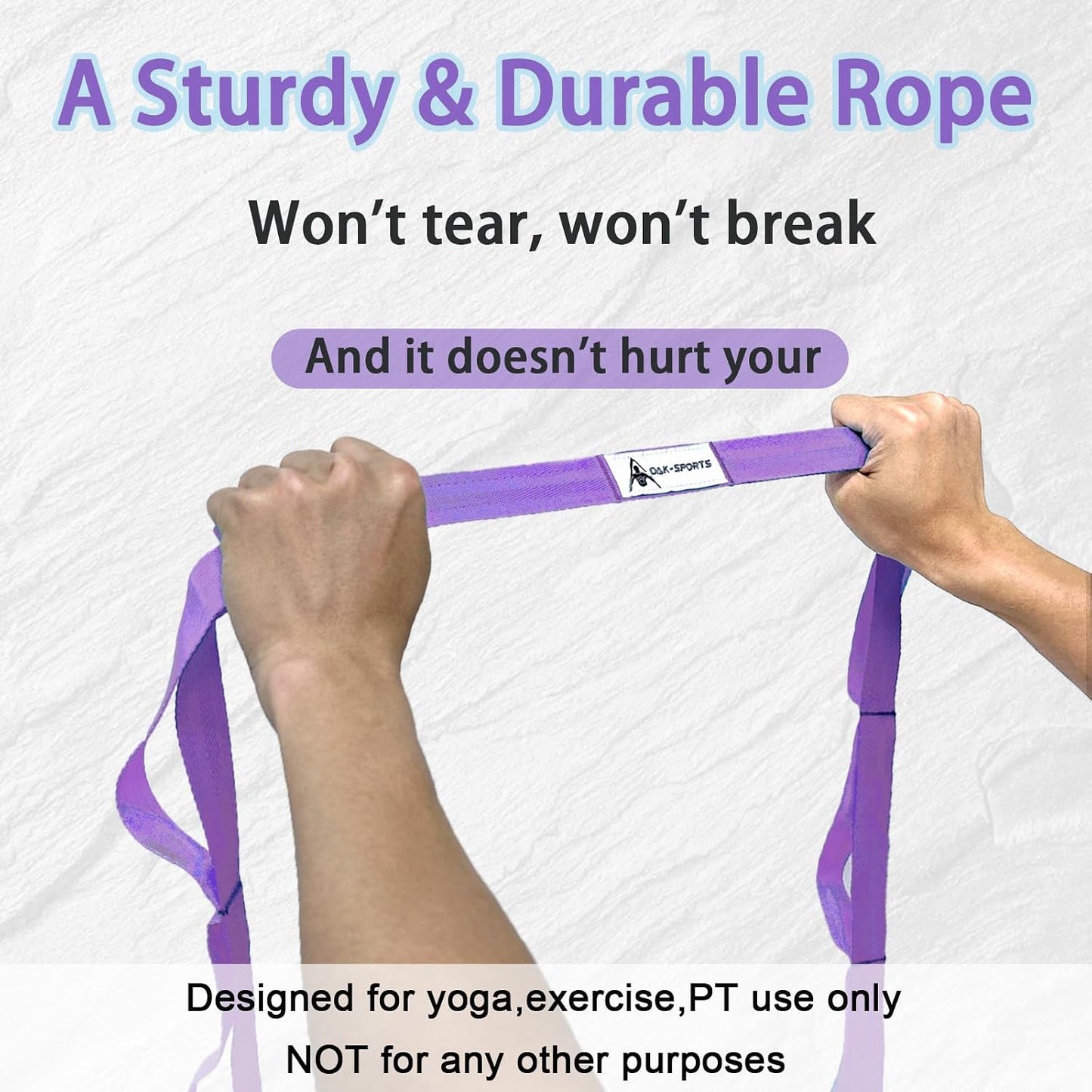Stretching Strap Yoga Strap with Loops for Physical Therapy, Non-Elastic | 10 Loops, 75 inches length, Multi-Color Selection for Yoga Strap for Stretching, Pilates, Dance and Gymnastics