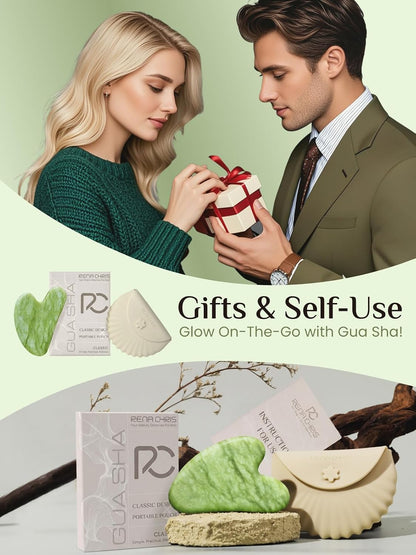 Rena Chris Gua Sha Facial Tools, Stainless Steel Guasha Tool for Acupuncture, Manual Massage Tool for Jawline Sculpting and Puffiness Reducing, Gua Sha Facial Massage Tool, Skin-Care Gift (Silver) | Face Massage Tool for Jawline Sculpting, Puffiness