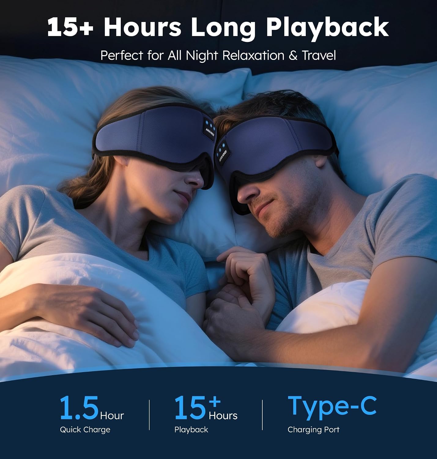 Ice Silk Sleep Mask with Headphones, Sleep Headphones for Side Sleeper with 3D Cups, Bluetooth 5.4 Sleeping Eye Mask, Total Blackout Sleeping Headphones for Women Men (Purple)