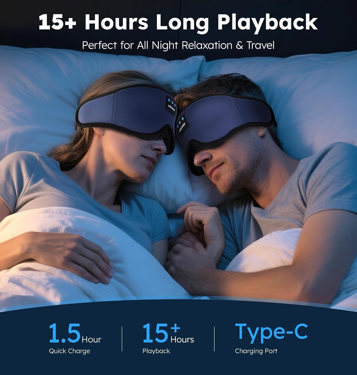Ice Silk Sleep Mask with Headphones, Sleep Headphones for Side Sleeper with 3D Cups, Bluetooth 5.4 Sleeping Eye Mask, Total Blackout Sleeping Headphones for Women Men (Purple)