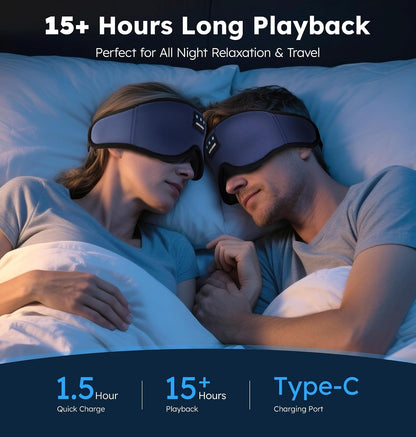 Ice Silk Sleep Mask with Headphones, Sleep Headphones for Side Sleeper with 3D Cups, Bluetooth 5.4 Sleeping Eye Mask, Total Blackout Sleeping Headphones for Women Men (Purple)