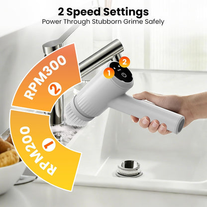 Electric Spin Scrubber – 5-Hour Battery, 6 Brush Heads, No Bending with 47" Extendable Handle, Cordless Power Scrubber for Bathroom Shower Bathtub Tile Kitchen Floor