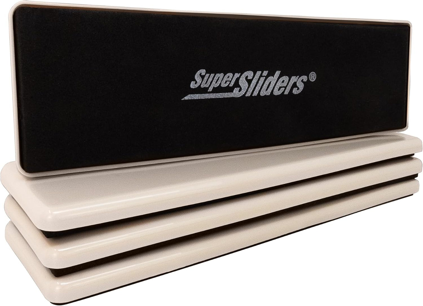 Super Sliders 2-1/2" x 9" XL Rectangle Reusable Furniture Sliders for Carpet, Anti-Slip Protective Furniture Moving Pads for Beds, Sofas, Dressers, Set of 4, Beige