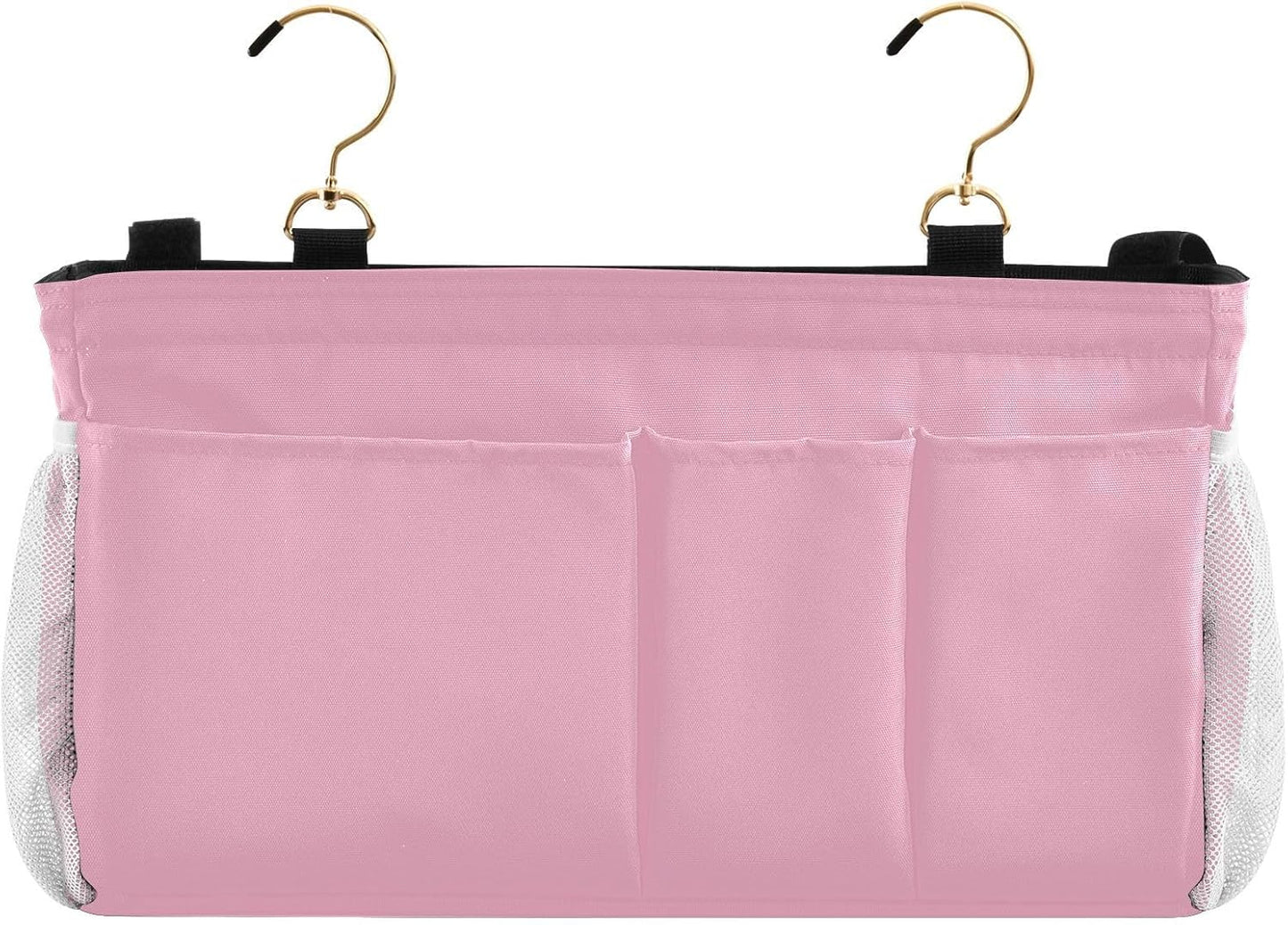 Black Bedside Caddy Storage Bag Bedside Organizer for Bed Rails College Dorm Room Organizer Caddy Hanging Shelf 6 Pockets with Hooks for Drinks Magazine Phone Holder