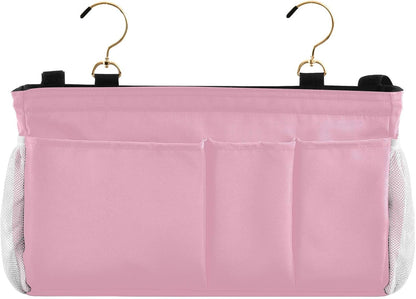 Black Bedside Caddy Storage Bag Bedside Organizer for Bed Rails College Dorm Room Organizer Caddy Hanging Shelf 6 Pockets with Hooks for Drinks Magazine Phone Holder