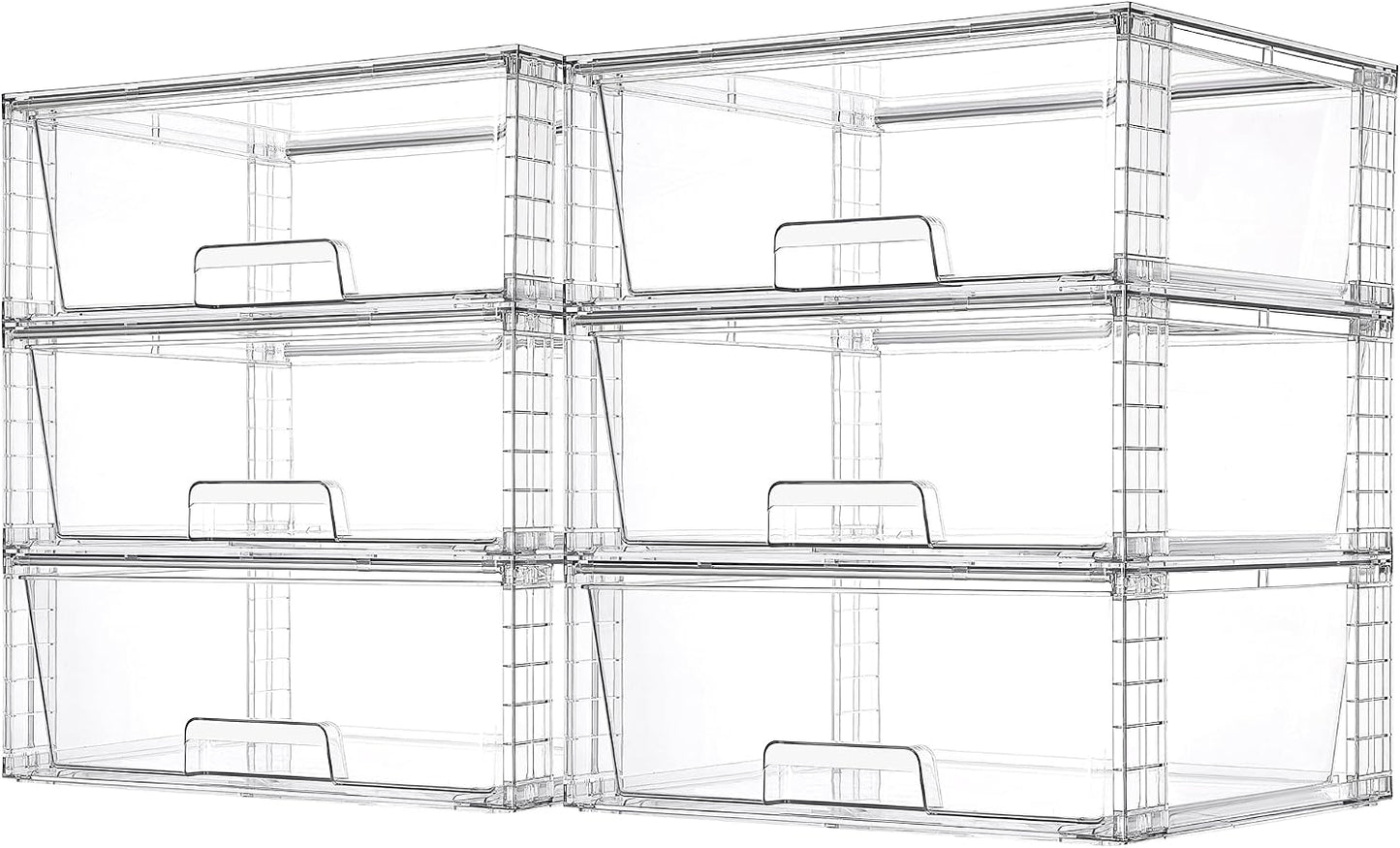 Vtopmart 2 Pack Large Clear Stackable Storage Drawers for Closet, Pantry | Easily Assemble Bathroom Undersink Organizers,Plastic Storage Bins for Cabinet,Kitchen Pantry Organization