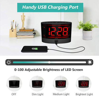 ANJANK Extra Loud Alarm Clock for Heavy Sleepers, Wireless Bed Shaker, Vibrating Dual Alarm, Deaf and Hearing-impaired, Adjustable Volume/Dimmer/Wake up Mode, USB Charger Port