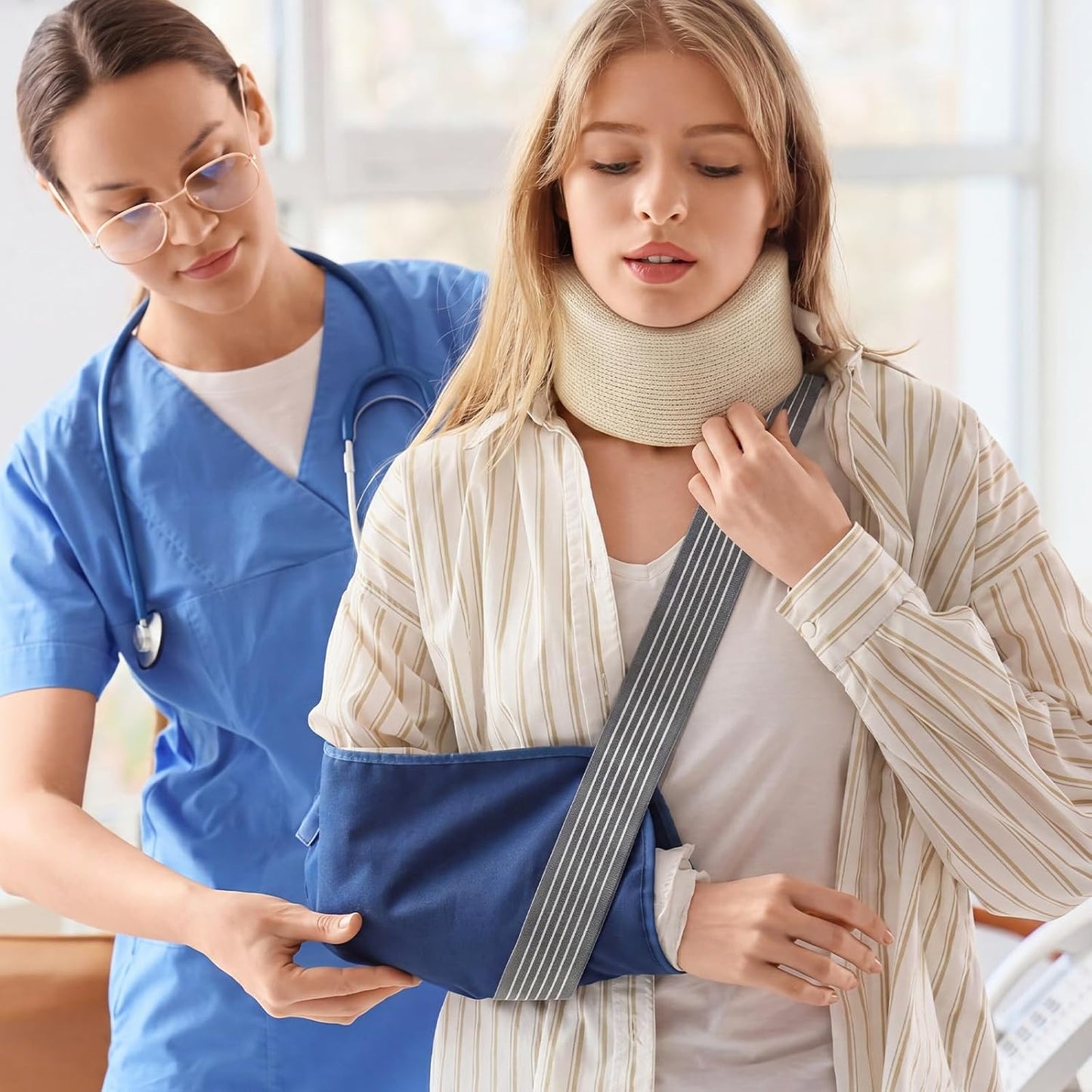 Geiserailie Ice Pack Strap Stretchable, 4 Size Elastic Reusable Ice Belt Extender, Adjustable Hook and Loop Extension Straps Add Length to Most Hot Cold Therapy (4 Pcs,Blue)