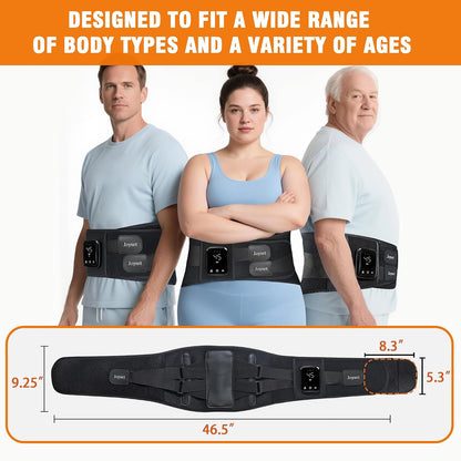 Joyset Cordless Heating Pad for Back, 5 Heat & 5 Vibration | Wearable Lower-Back Warmth with 5000mAh Battery, 47-60 in Fit, Support Stays, LED Controls,Timer Settings,Gifts for Mom Dad