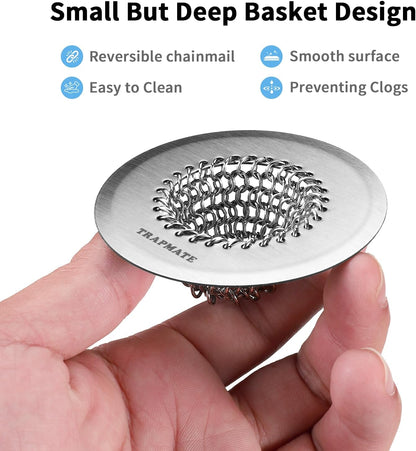 TRAPMATE Shower Drain Hair Catcher, 2.8" Bathtub Stopper Drain Strainer Kit | Easy Clean, Anti-Clogging, Fast Drainage, Anti-Slip, Reversible, No Rust, For Bathtub & Shower Drains, Small Size, Patented