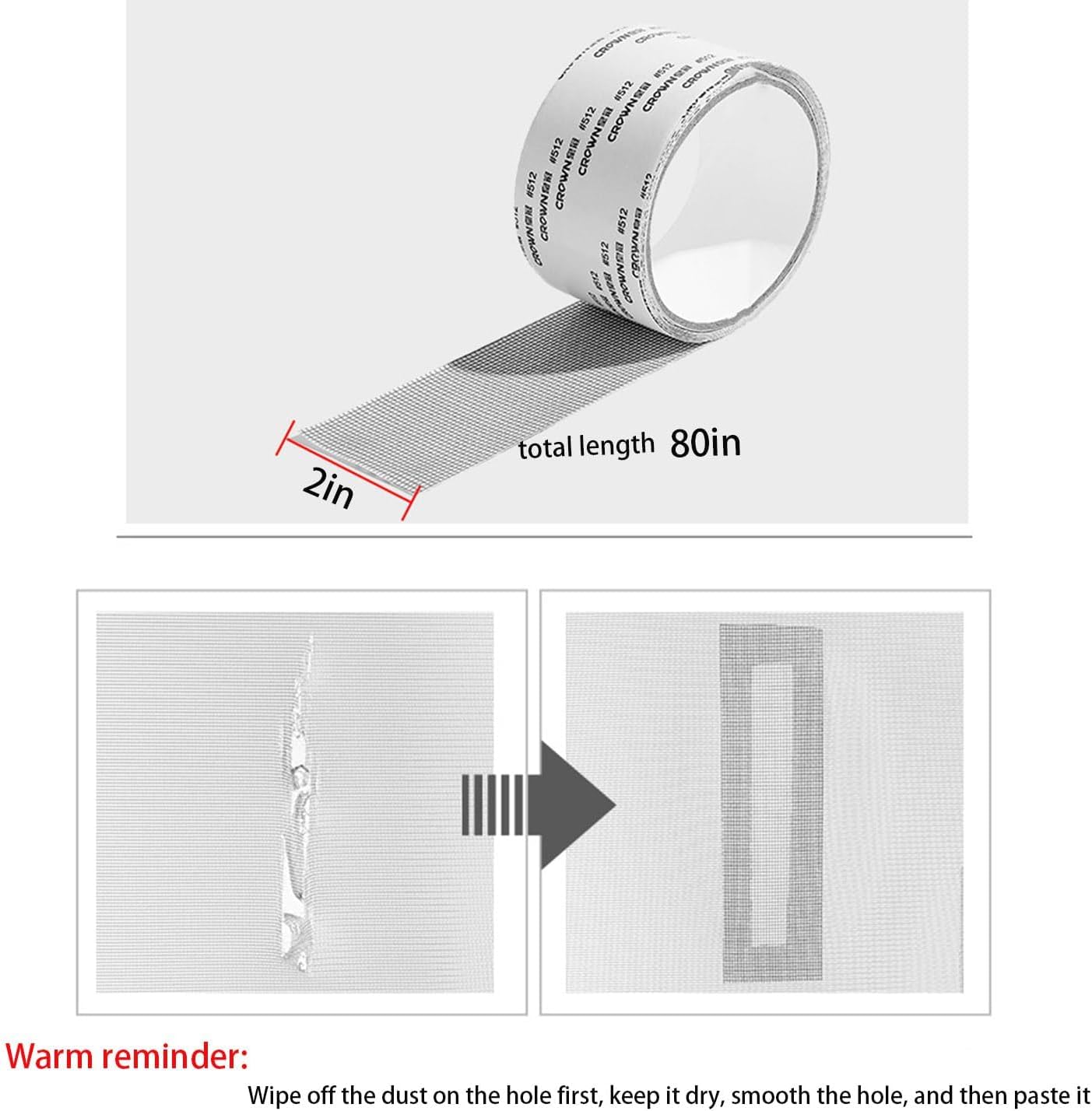 2026 New Strong Adhesive Screen Repair Tape, Screen Repair Kit Window Screen Repair Tape, Fiberglass Screen Tape Mesh Repair Suitable (5cm x 200cm) for mesh Doors and Windows Gray