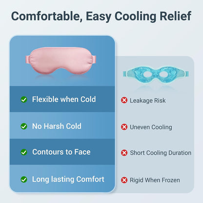 Cooling Eye Mask for Dark Circles Puffiness - Fsa Eligible Items Hsa, Cold Compress for Puffy Eyes Migraines Headache Sleeping After Surgery, Gentle Weighted Travel Essentials Gel Ice Pack (Black)