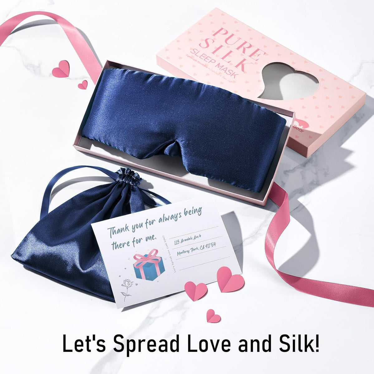 LitBear Silk Sleep Mask for Side Sleeper, Eye Mask Sleeping for Women Men
