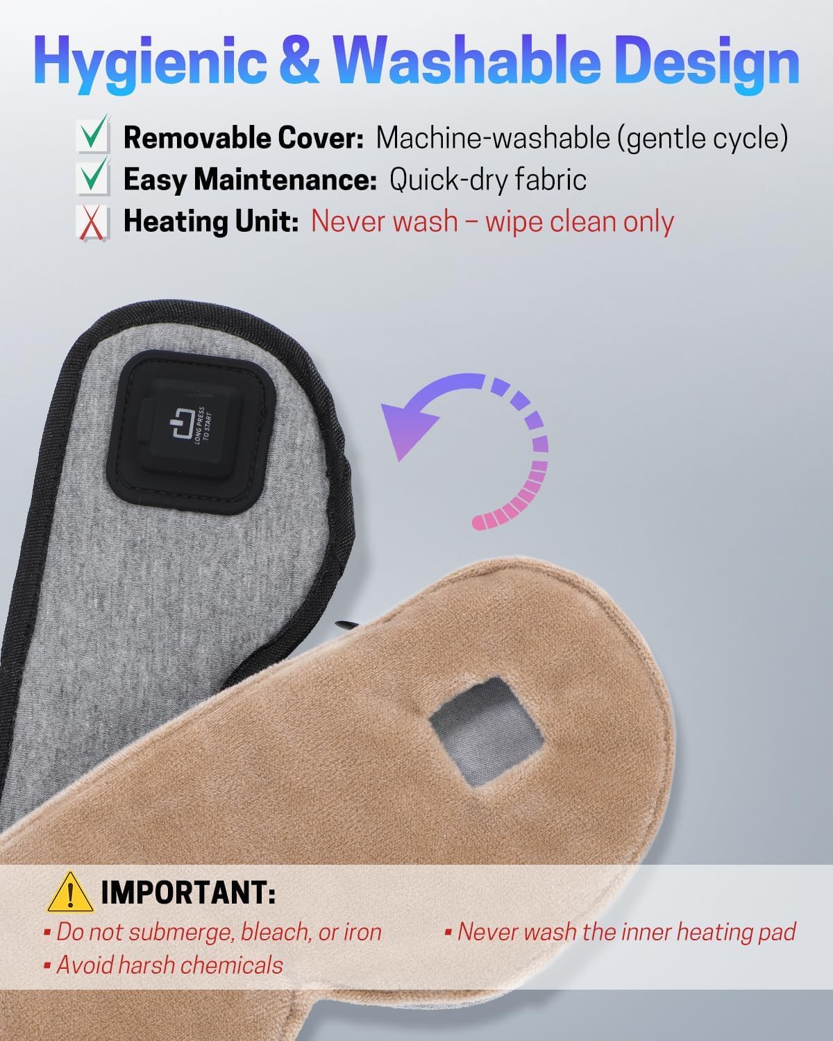 Heated Eye Mask for Dry Eyes, Stye Relief and Improved Sleep - Cordless Rechargeable Warm Compress with Graphene Heating, 3 Temp Settings, Auto Shut-Off, Washable Sleep Mask for Travel