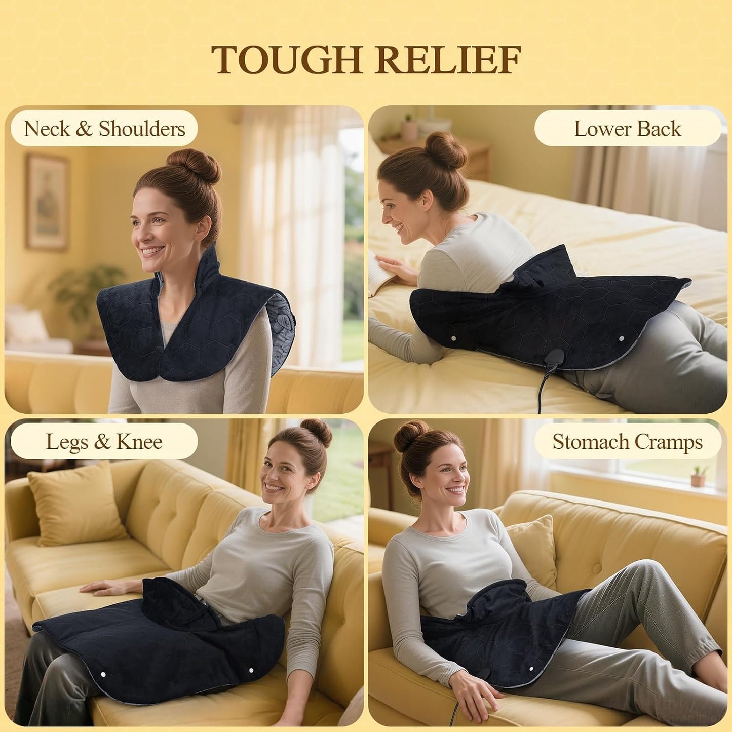 2X Graphene-Infused Heating Pad for Neck and Shoulders and Back | Far Infrared Hottest 160℉ 3s Fast Heat - Relaxation Muscle for Seniors Women Men - 24" x 20" 8 Temps & 4H Auto Off
